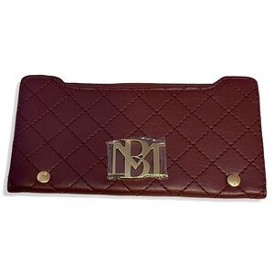 Badgley Mischka Plum Quilted Long Wallet